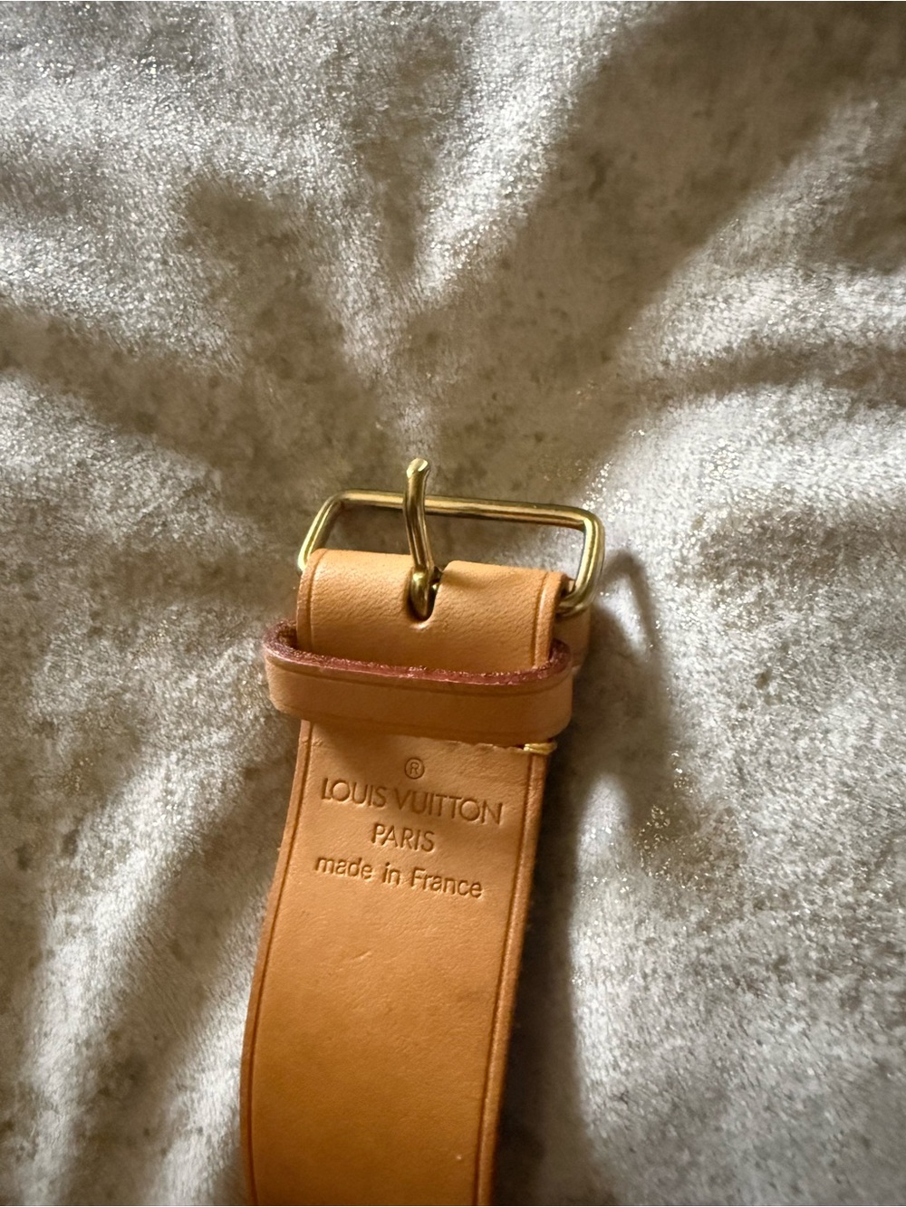 Louis Vuitton Light Tan Leather Belt with Gold Buckle